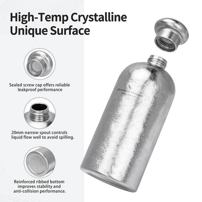 Boundless Voyage 500ml Titanium Flask Leakproof Narrow Mouth Portable Liquor Wine Bottle for Travel Camping Hiking, Non-coating Ti3268A