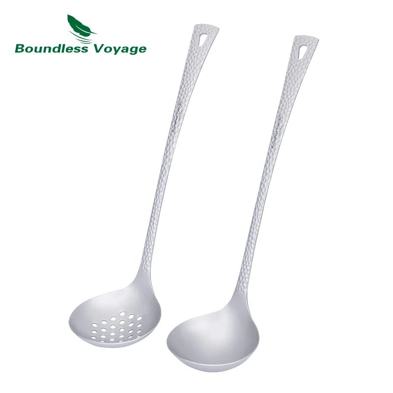 Boundless Voyage titanium ladle long handle smooth rounded camping home kitchen