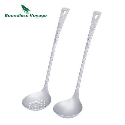 Boundless Voyage titanium ladle long handle smooth rounded camping home kitchen