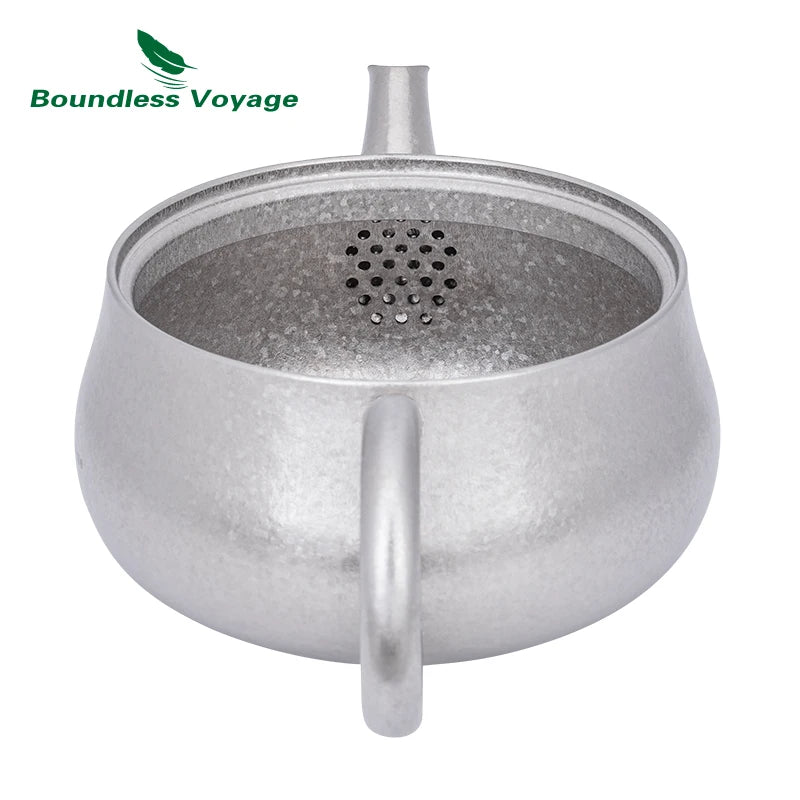 Boundless Voyage 260ml Titanium Teapot with Filter, Chinese Kung Fu Tea Set, Lightweight Portable for Camping Office Home Ti3106D
