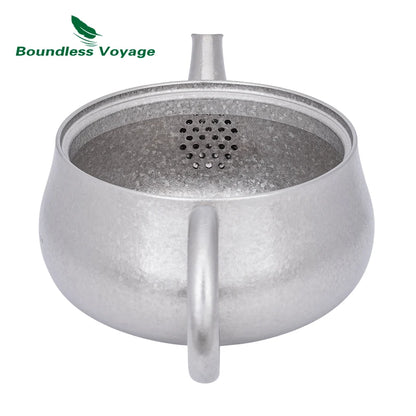 Boundless Voyage 260ml Titanium Teapot with Filter, Chinese Kung Fu Tea Set, Lightweight Portable for Camping Office Home Ti3106D