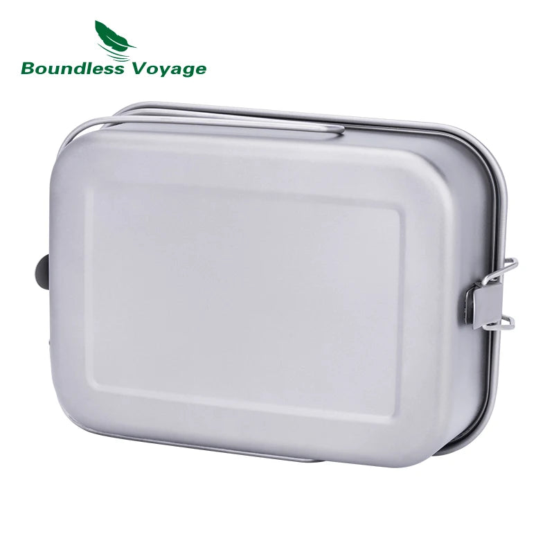 Boundless Voyage Titanium Bento with Lid & Handle Outdoor Camping Dinner Box Portable Cookware Leak Proof Lunch Box Container Ti2083C