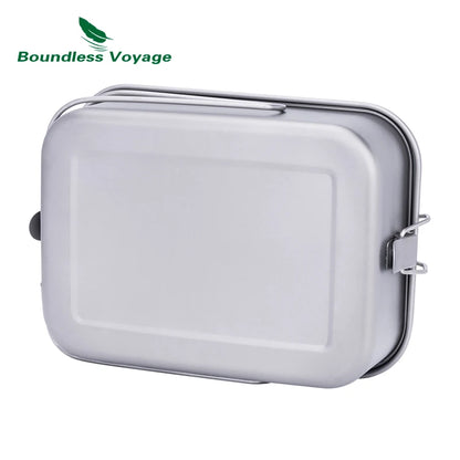 Boundless Voyage Titanium Bento with Lid & Handle Outdoor Camping Dinner Box Portable Cookware Leak Proof Lunch Box Container Ti2083C