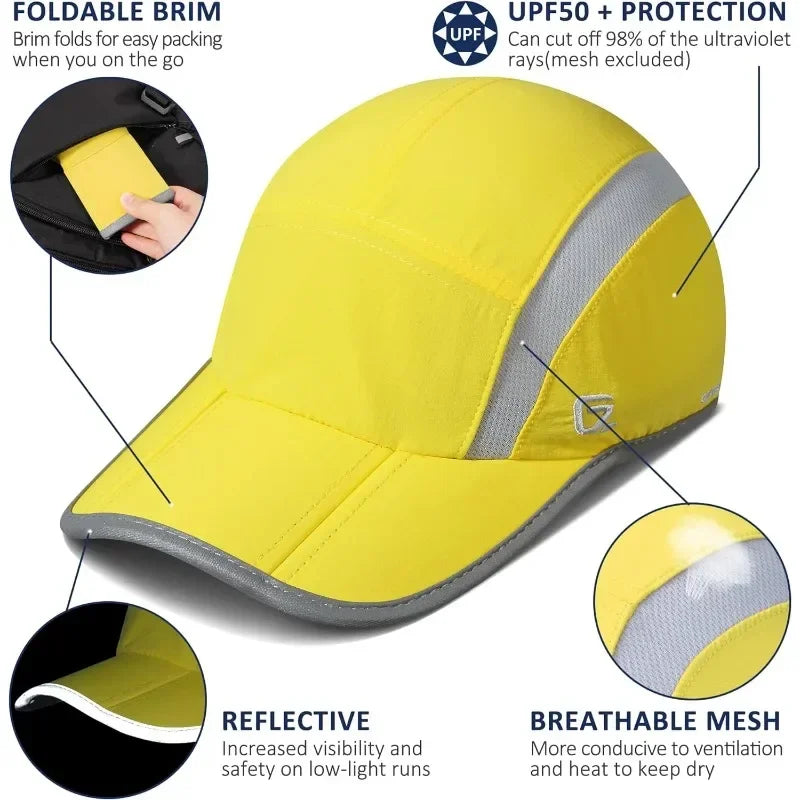 GADIEMKENSD Reflective Folding Outdoor Hat Unstructured Design UPF 50+ Sun Protection Sport Hats for Womens and Mens
