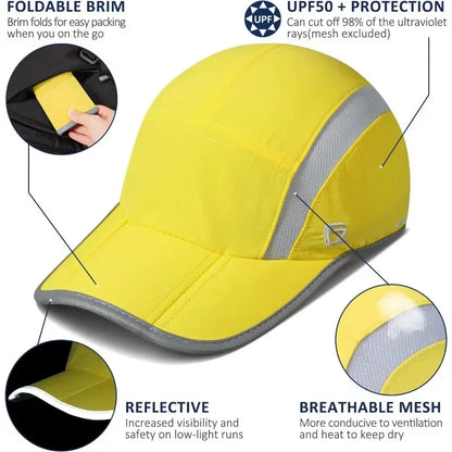 GADIEMKENSD Reflective Folding Outdoor Hat Unstructured Design UPF 50+ Sun Protection Sport Hats for Womens and Mens
