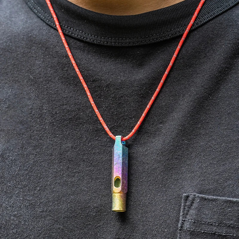 Boundless Voyage 120dB Titanium Whistle Emergency Survival Safety Whistle with Lanyard Loud for Outdoor Camping Coaches Training Ti9015O
