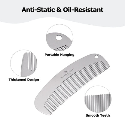 Boundless Voyage Titanium Hair Beard Comb Anti-Static Pocket Comb for Unisex, 2mm Thick, for Home Travel Ti9011B