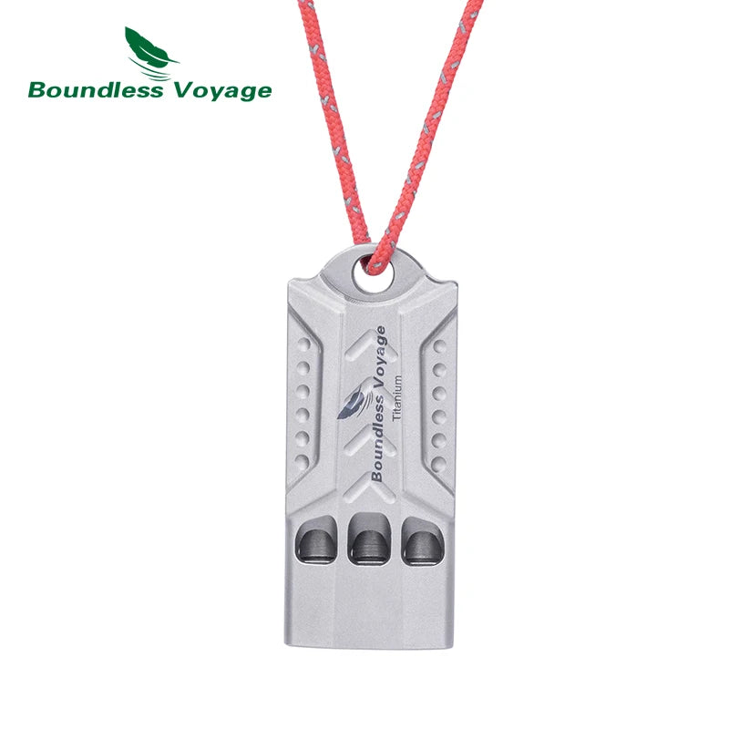 Boundless Voyage Boundless Voyage Titanium Whistle – 3-Hole, 120dB, Pea-less, Waterproof, Keychain Ready Ti9022O