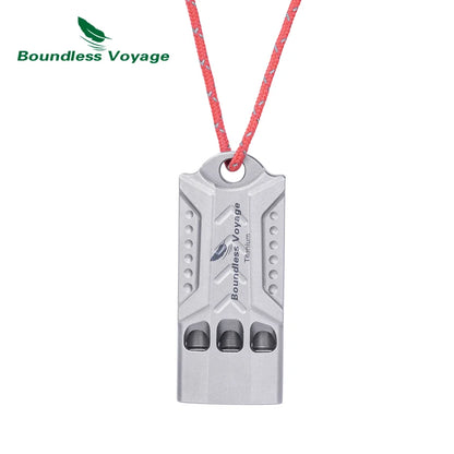 Boundless Voyage Boundless Voyage Titanium Whistle – 3-Hole, 120dB, Pea-less, Waterproof, Keychain Ready Ti9022O