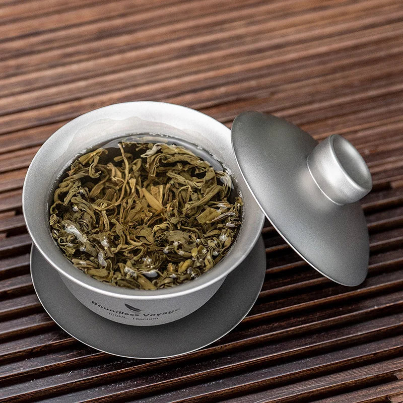 Boundless Voyage 100ml Titanium Gaiwan Traditional Chinese Kung Fu Tea Set with Lid Heat-Resistant Double-Walled Tea Bowl
