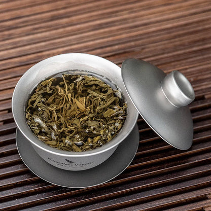 Boundless Voyage 100ml Titanium Gaiwan Traditional Chinese Kung Fu Tea Set with Lid Heat-Resistant Double-Walled Tea Bowl