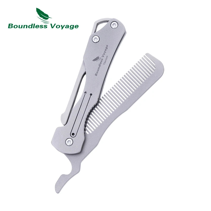 Boundless Voyage Titanium Folding Comb – Dual-Purpose Grooming & Self-Defense Tool Ti9011O