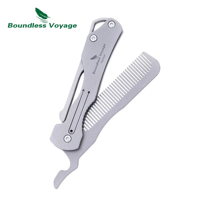 Boundless Voyage Titanium Folding Comb – Dual-Purpose Grooming & Self-Defense Tool Ti9011O