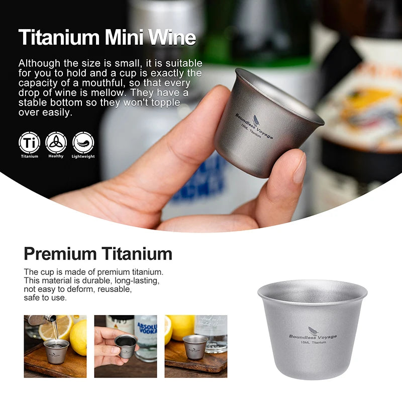 Boundless Voyage Titanium Shot Glass – 15ml, Ergonomic Design, 5 Colors Ti3069D