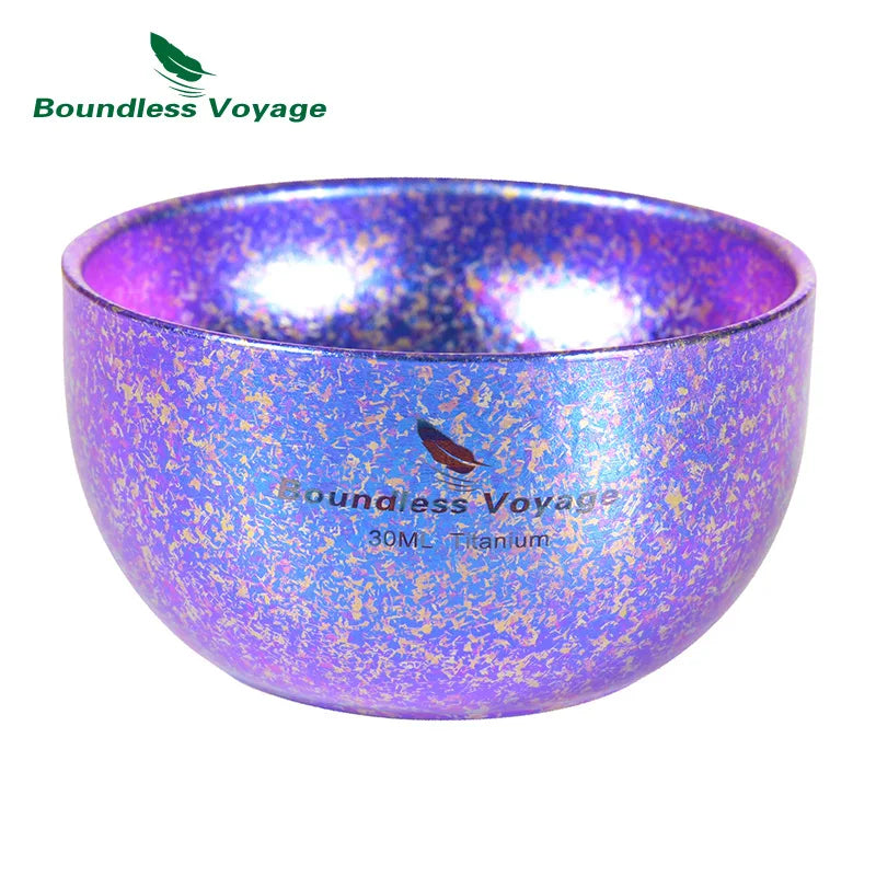 Boundless Voyage Titanium Ice Flower Cup – 30ml, Double-Wall, Unique Crystallized Texture, 4 Colors Ti3082D