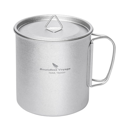 Boundless Voyage Titanium Cup Ultralight Camping Coffee Beer  Mug, Open Fire Heatable Pot Outdoor Cookware, 150ml-950ml TI3038D