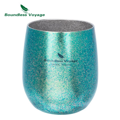 Boundless Voyage Pure Titanium Double-Walled Cup Egg Shape Lightweight Portable Coffee Water Mug Outdoor Camping Drinking Cup Ti3084D