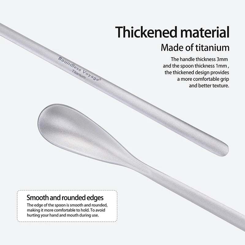Boundless Voyage Titanium Coffee Spoon Long Handle Tea Spoon Bar Spoon Cocktail Mixing Stirrers for Drink Durable Cutlery Ti1034T / Ti1035T