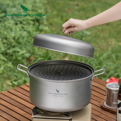 Boundless Voyage Titanium Soup Pot  8L Large Capacity  Steamer Lightweight Cooking Pot Outdoor Camping Picnic Household Cookware Ti2115C