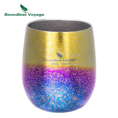 Boundless Voyage Pure Titanium Double-Walled Cup Egg Shape Lightweight Portable Coffee Water Mug Outdoor Camping Drinking Cup Ti3084D