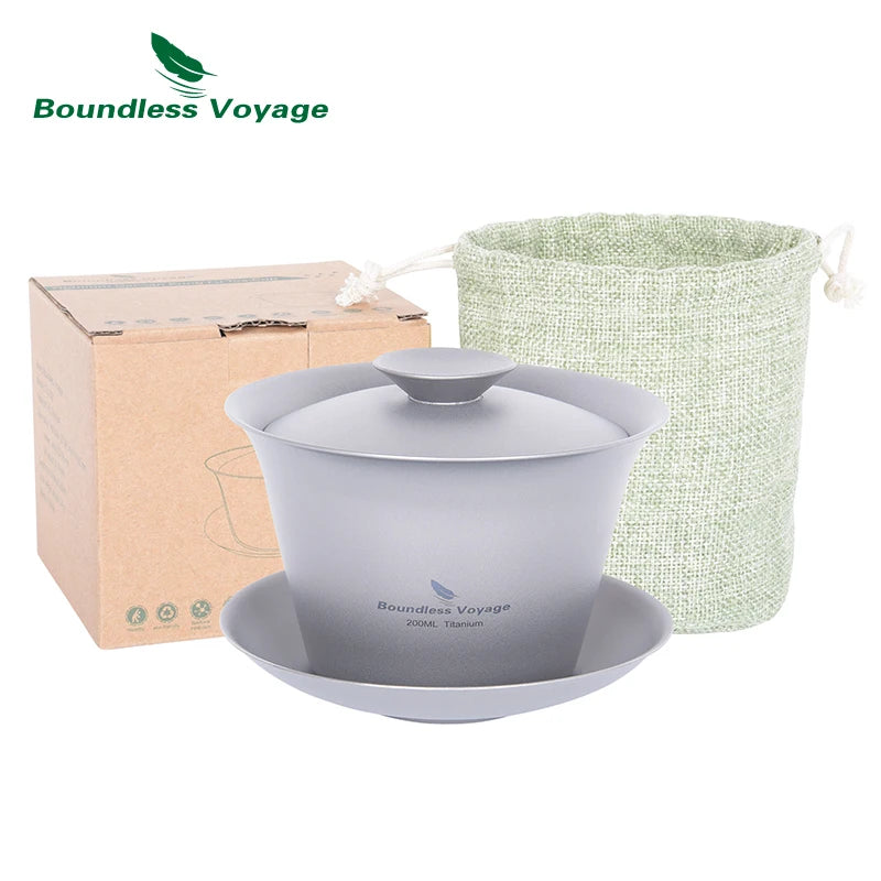 Titanium Gaiwan Kung Fu Tea Cup and Saucer with Lid