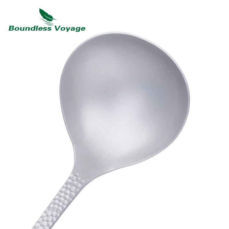 Boundless Voyage Long Handle Titanium Soup Ladle Metal Serving Skimmer Slotted Spoon for Cooking Gravy Sauces Hot Pot Tableware Ti1063T