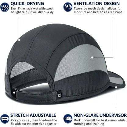 GADIEMKENSD Quick Dry Cooling Mesh Baseball Cap for Running, Golf, Tennis & Sports - Sun Hat with Long Visor & Breathable Design