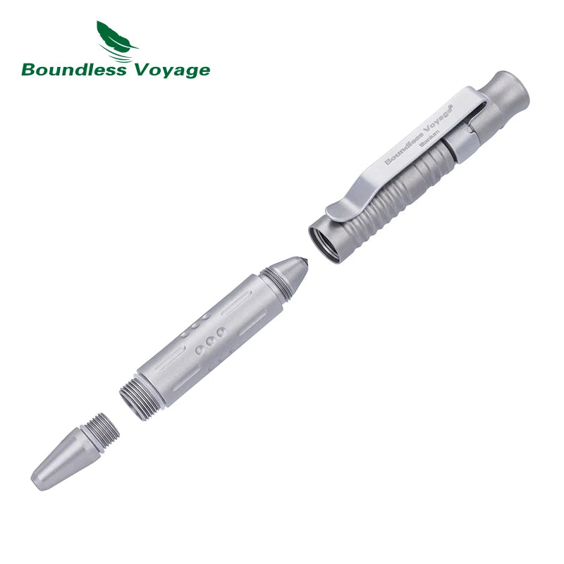 Boundless Voyage 3-in-1 Titanium Multifunctional Whistle Pen 120dB Outdoor Car Window Breaker Survival Tool Ti9025O