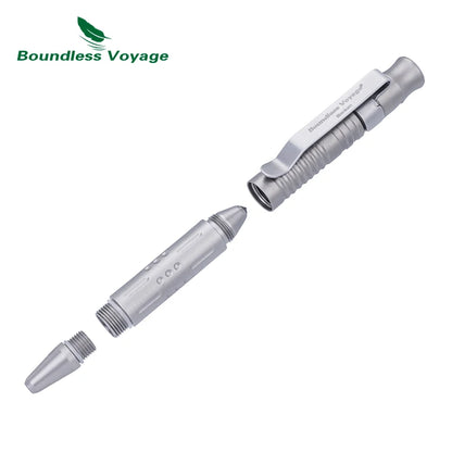 Boundless Voyage 3-in-1 Titanium Multifunctional Whistle Pen 120dB Outdoor Car Window Breaker Survival Tool Ti9025O