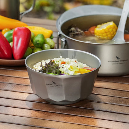 Boundless Voyage 500ml/800ml Double Walled Titanium Bowls Camping Bowl Lightweight Druable Hiking Utensil for Outdoor Dining Ti1174T