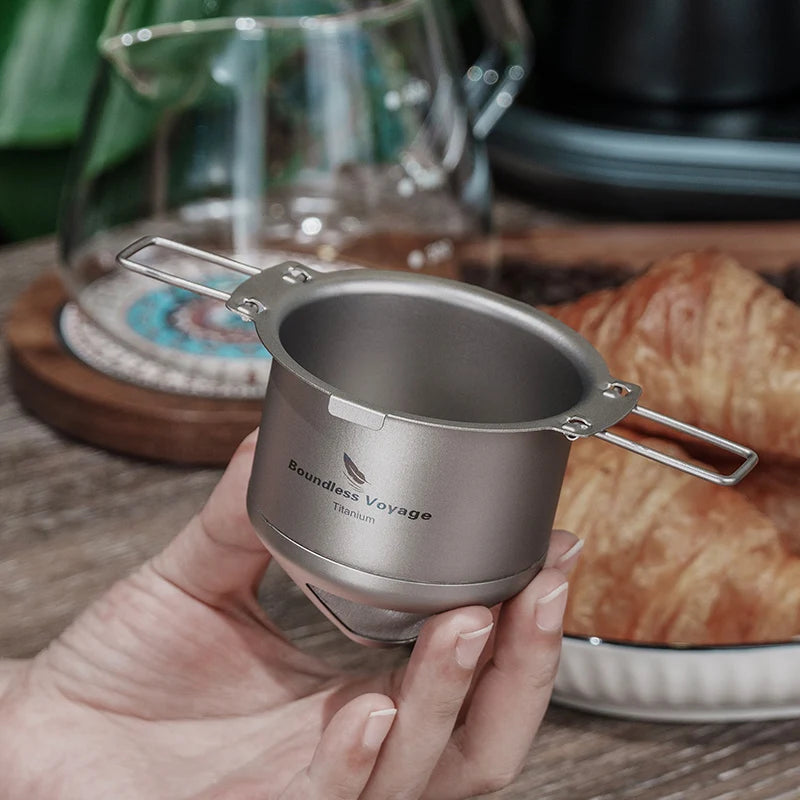 Boundless Voyage Titanium Coffee Drip Filter Ultralight Portable Folding Hanging Ear Mini Hand Brewed Coffee Filter Ti6002P