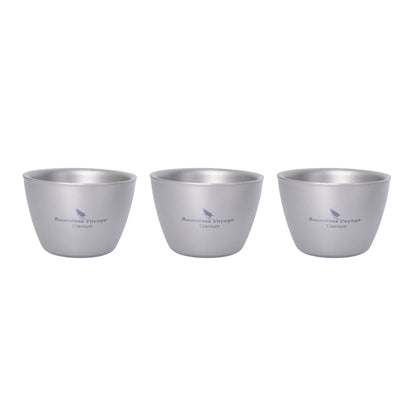Boundless Voyage 40ml Titanium Tea Cups Mini Double-walled Sake Cup Wine Mug Outdoor Camping Tableware Durable Drinkware Ti3089D