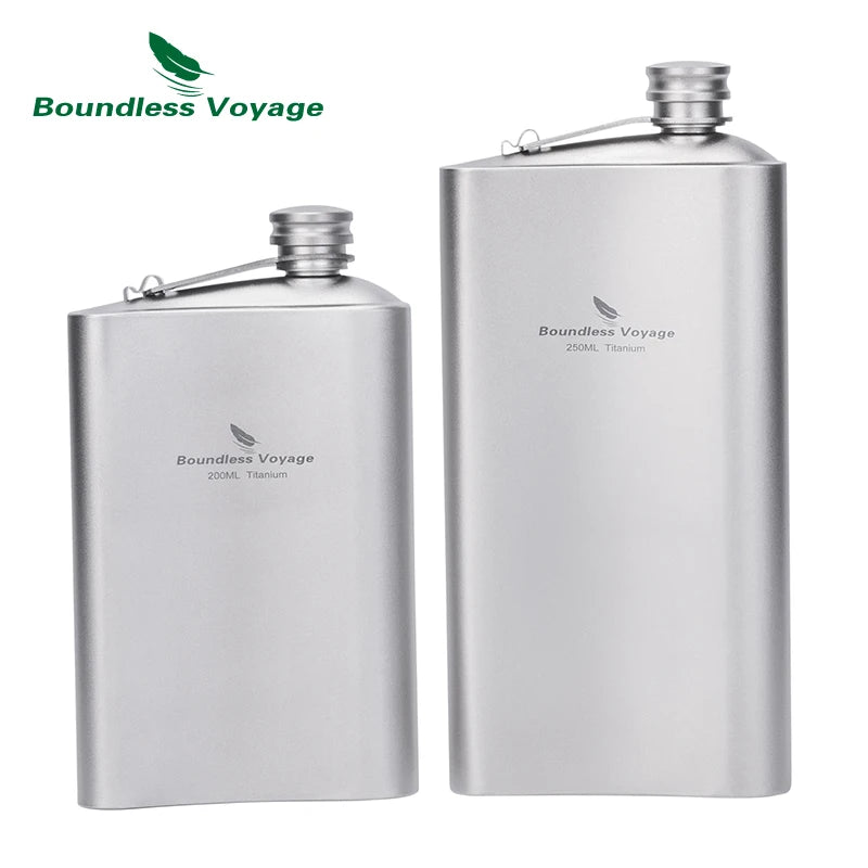 Boundless Voyage 200ml Titanium Hip Flask Ultralight Camping Flask Bottle for Whiskey Vodka Wine Outdoor Travel Equipment Ti3261D