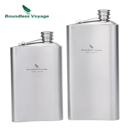 Boundless Voyage 200ml Titanium Hip Flask Ultralight Camping Flask Bottle for Whiskey Vodka Wine Outdoor Travel Equipment Ti3261D
