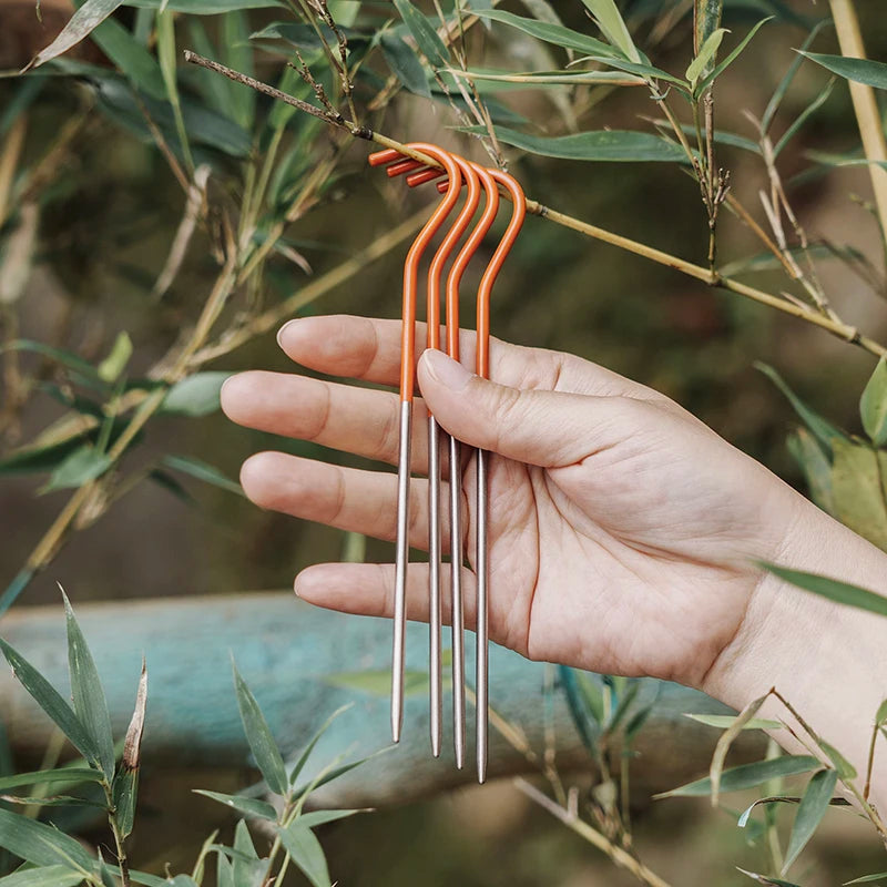 Boundless Voyage Titanium Tent Pegs Stakes 15cm/16.5cm Outdoor Camping Tent Nails Lightweight Elbow Grass Tent Pins
