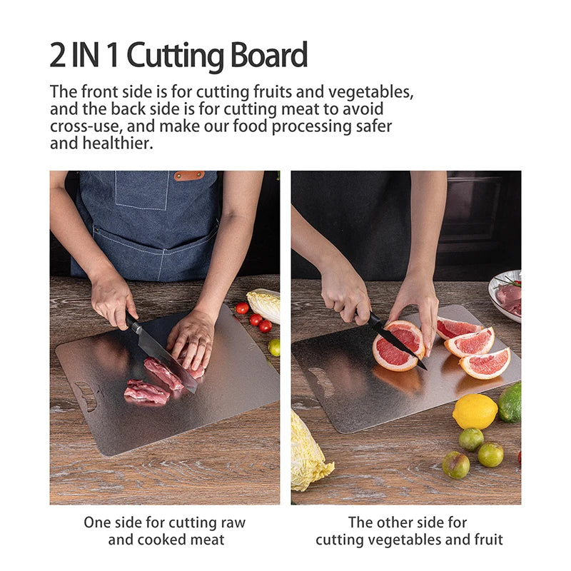 Boundless Voyage Metal Chopping Board Multifunctional Lightweight Cutting Board for Kitchen with Hanging Hole Ti5006P