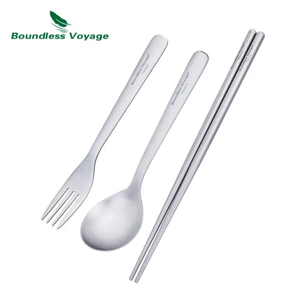 Boundless Voyage Camping Titanium Cutlery Set Outdoor Utensils Long Handle Soup Spoon Fork Chopsticks Ultralight Metal Tableware Ti1070T