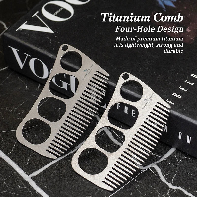 Boundless Voyage Titanium Comb – Four-Hole Design, Anti-Static, 3 Finishes Ti9011C
