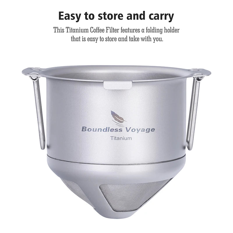 Boundless Voyage Titanium Coffee Drip Filter Ultralight Portable Folding Hanging Ear Mini Hand Brewed Coffee Filter Ti6002P