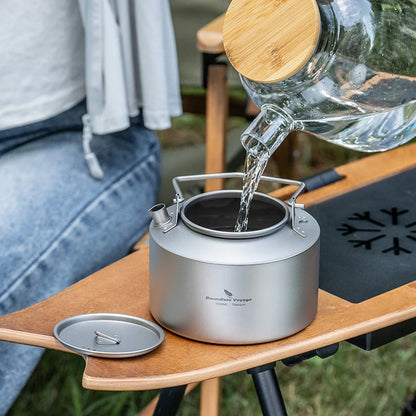 Boundless Voyage 1L Titanium Kettle Ultralight Camping Tea Coffee Pot for Campfire & Stove Backpacking Hiking Outdoor Travel Ti3099D