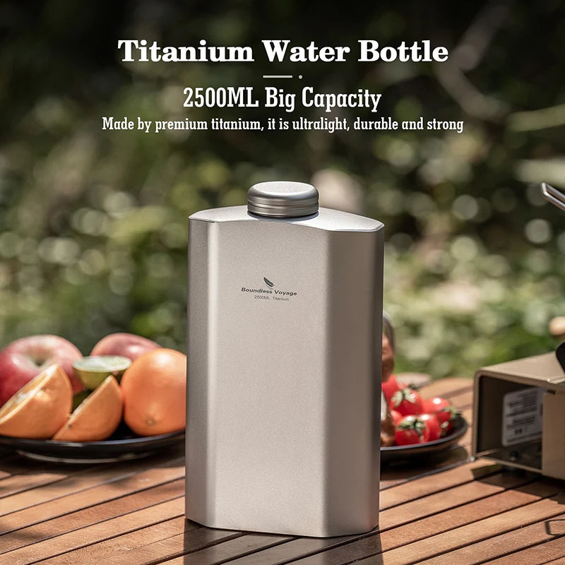 Boundless Voyage 2.5L Titanium Water Bottle Big Capacity Sports Water Bottle Ultralight Leakproof Drinkware for Outdoor Camp Ti3004D
