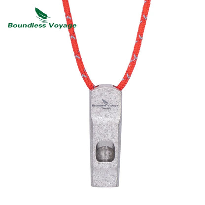 Boundless Voyage Titanium Whistle 120dB Emergency Survival Safety Gear Camping Loud Signal Whistle with Lanyard Ti9020O