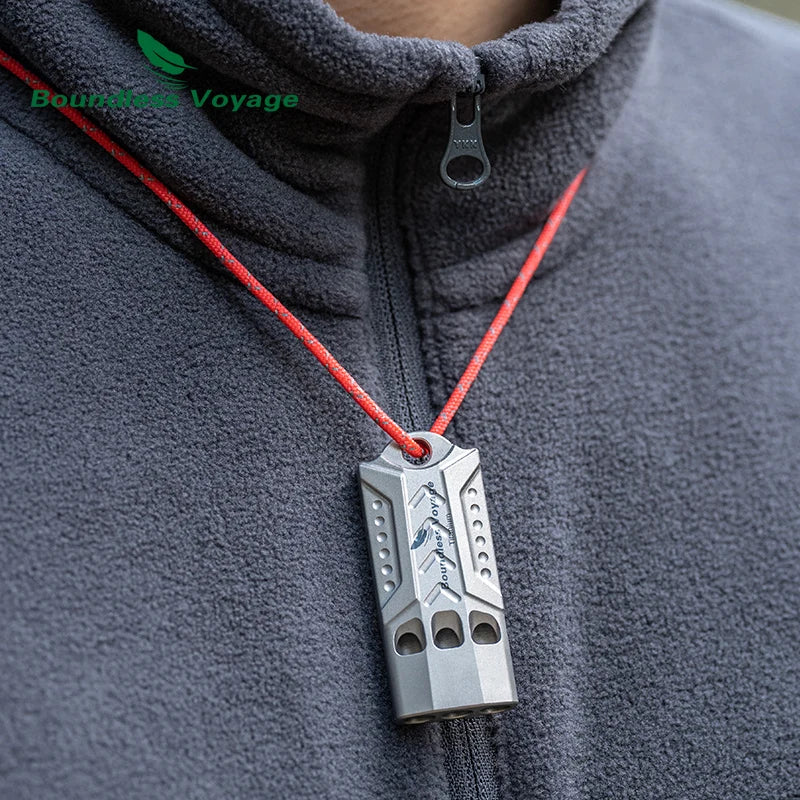 Boundless Voyage Boundless Voyage Titanium Whistle – 3-Hole, 120dB, Pea-less, Waterproof, Keychain Ready Ti9022O