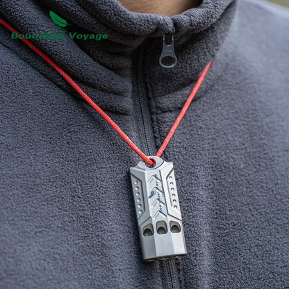 Boundless Voyage Boundless Voyage Titanium Whistle – 3-Hole, 120dB, Pea-less, Waterproof, Keychain Ready Ti9022O