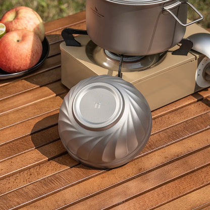 Boundless Voyage Titanium Double-Wall Bowl Set – 500ml + 800ml, Magnolia Embossed, Anti-Scald Ti1168T/Ti1169T