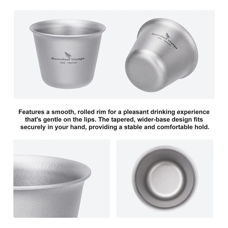 Boundless Voyage Titanium Shot Glass – 15ml, Ergonomic Design, 5 Colors Ti3069D