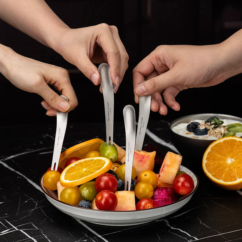 using-titanium-spork-to-eat-camping-meal