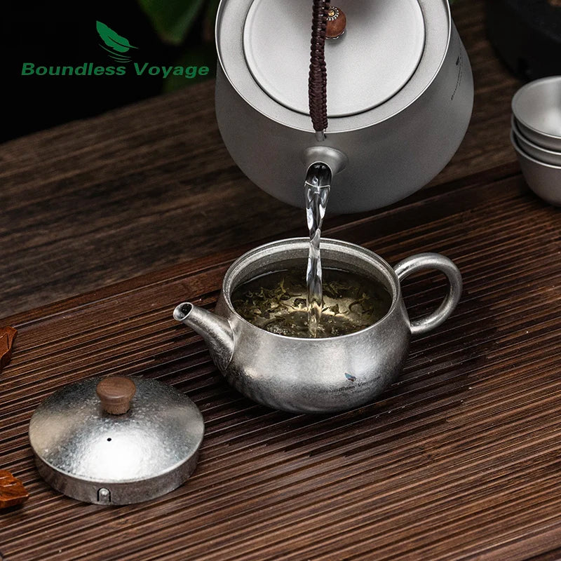 Boundless Voyage 260ml Titanium Teapot with Filter, Chinese Kung Fu Tea Set, Lightweight Portable for Camping Office Home Ti3106D