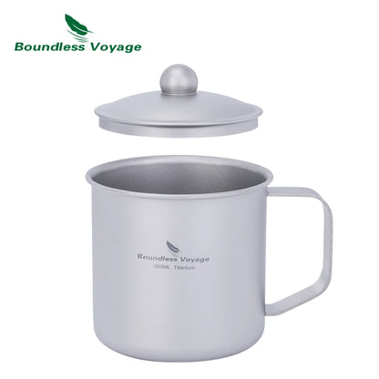 Boundless Voyage 360ml Titanium Camping Mug with Lid Lightweight Travel Coffee Tea Cup Portable Durable Single layer Dinking Mug Ti3023D