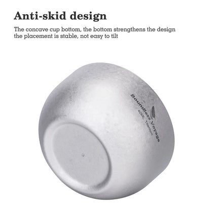 Boundless Voyage Titanium Mini Tea Cup – 40ml, Double-Wall, Sandblasted, 2 Finishes Ti3204D